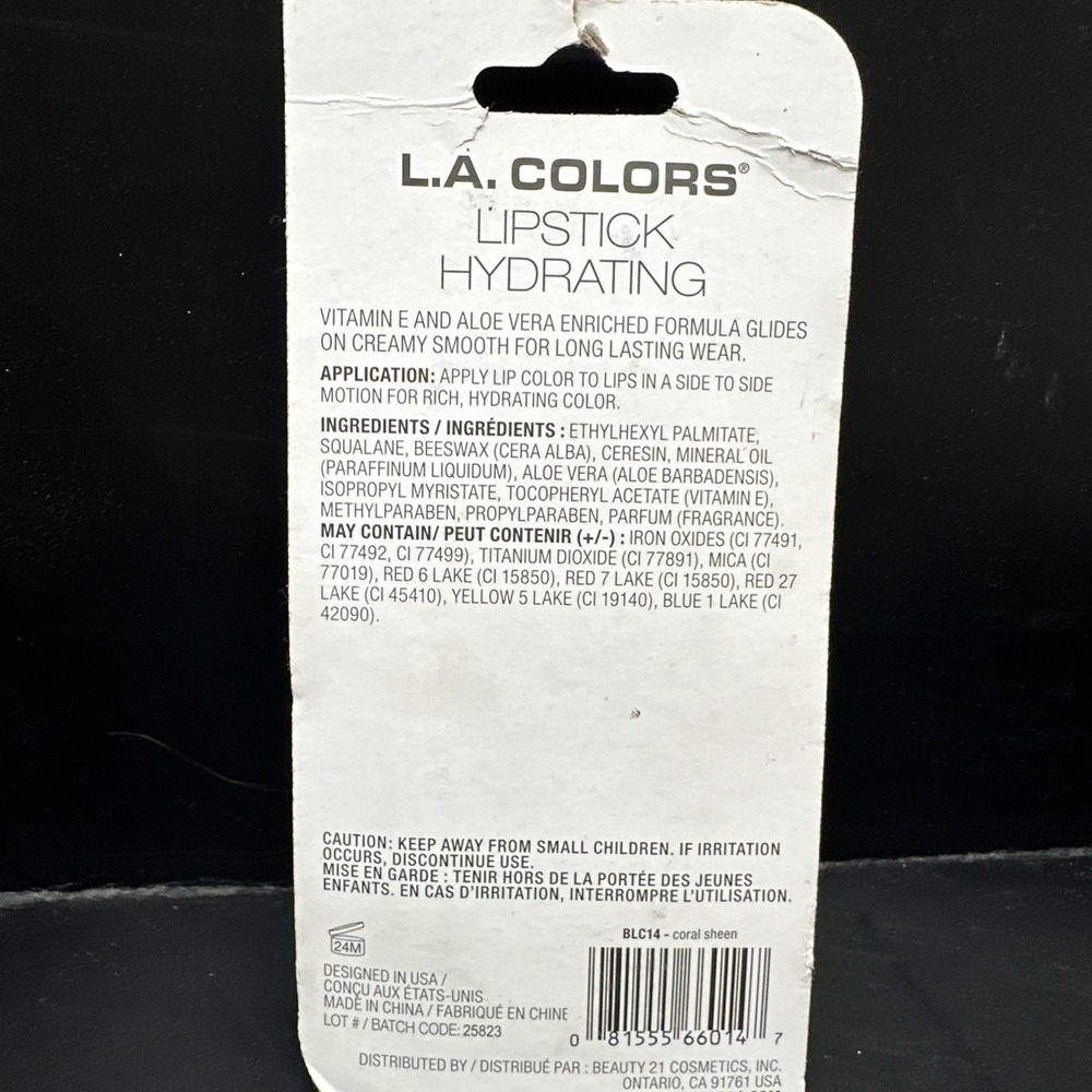 L.A. COLORS Hydrating Lipstick Coral Sheen 🍑#BLC14 - Picture 4 of 4
